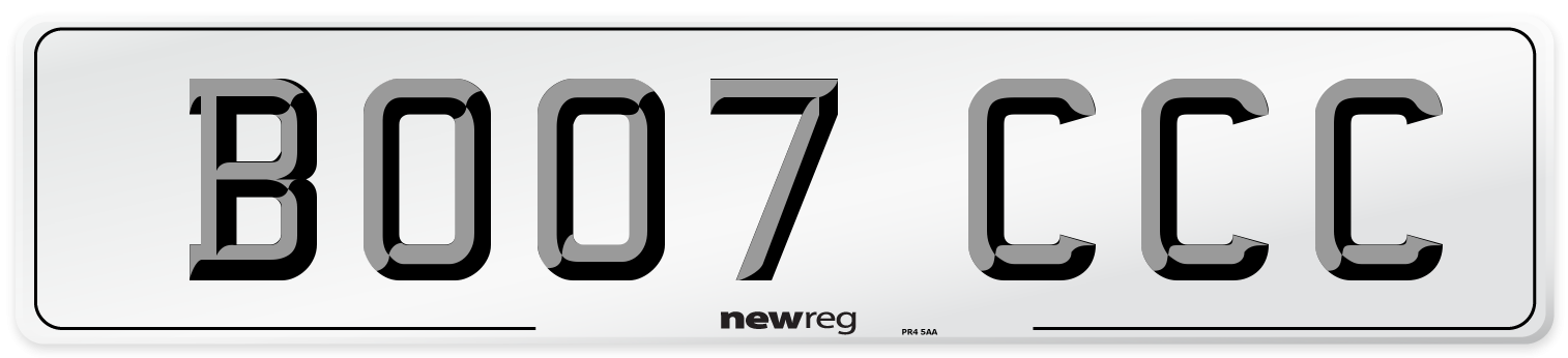 BO07 CCC Number Plate from New Reg